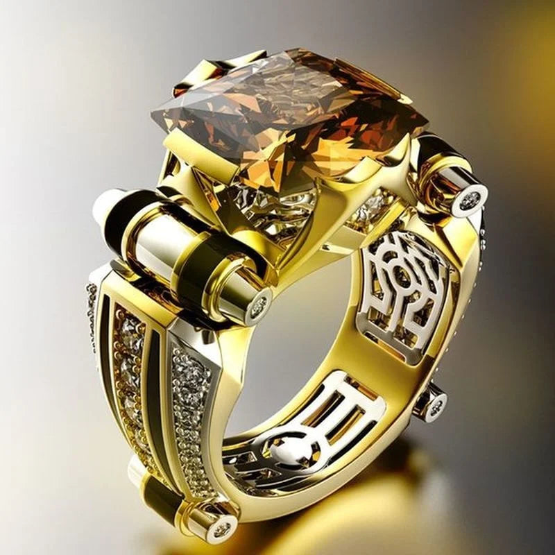 Luxury Designer Rings for Men Gothic Stainless Steel Ring Gold