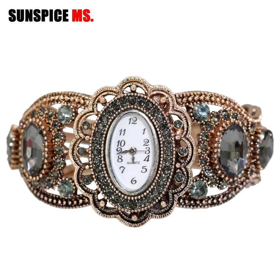 Quartz Wristwatch Retro Vintage Bangle Cuff