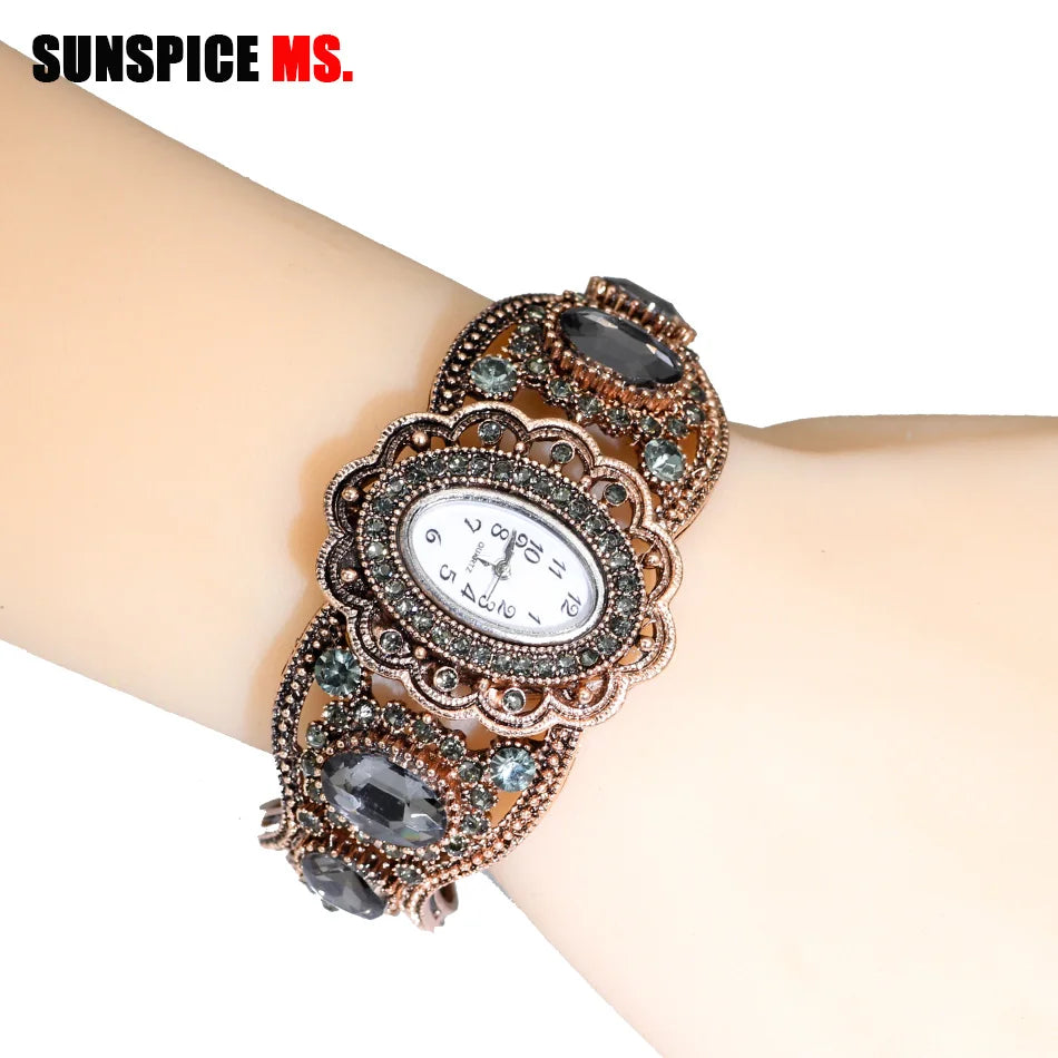 Quartz Wristwatch Retro Vintage Bangle Cuff