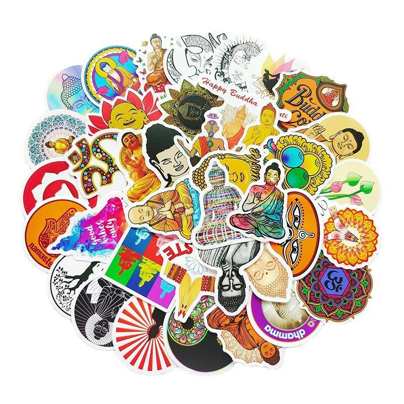 10/30/50/100Pcs Namaste Buddhist Stickers