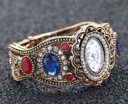 Quartz Wristwatch Retro Vintage Bangle Cuff