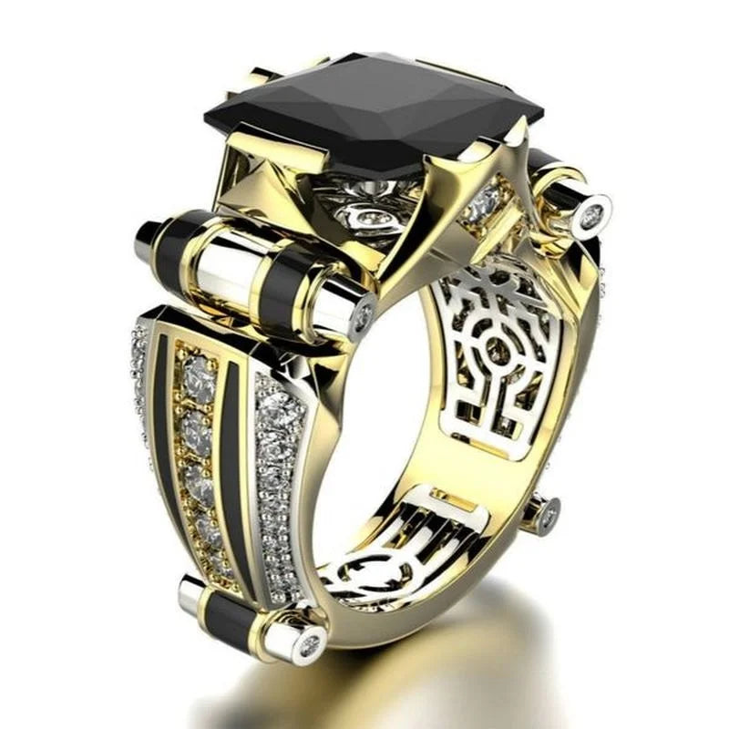 Luxury Designer Rings for Men Gothic Stainless Steel Ring Gold