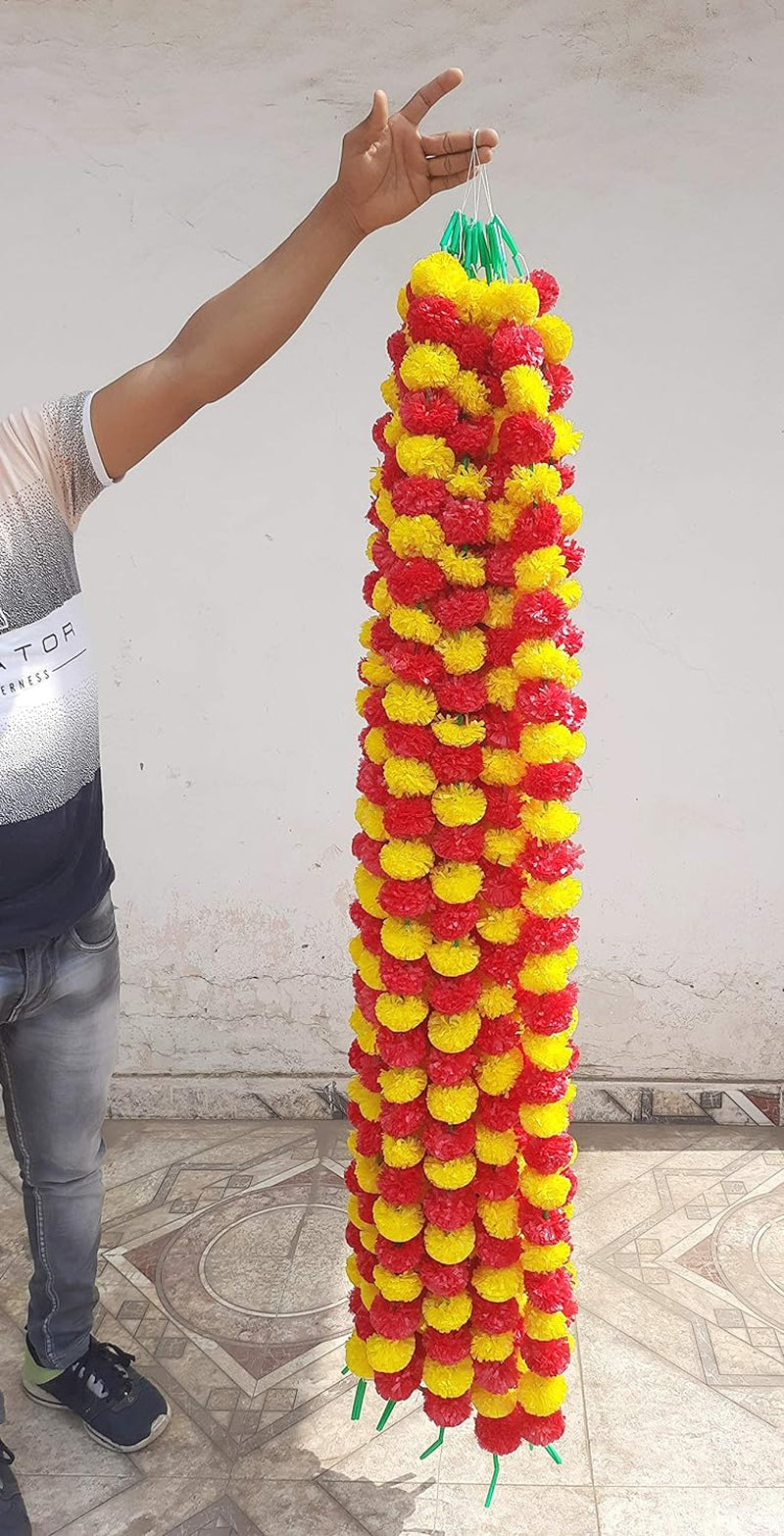 Indian 5 PC Yellow-Red Marigold Garland