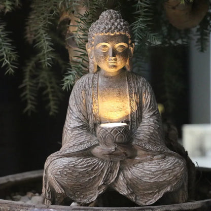 Solar Lights Decorative Buddha Statue Outdoor