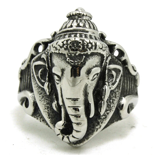 Cool Biker Ring Fashion Elephant Ring India Ganesha Ring Top Quality 316L Stainless Steel