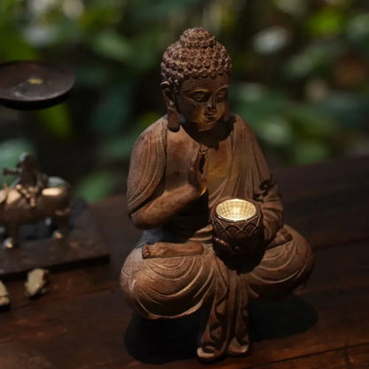 Solar Lights Decorative Buddha Statue Outdoor