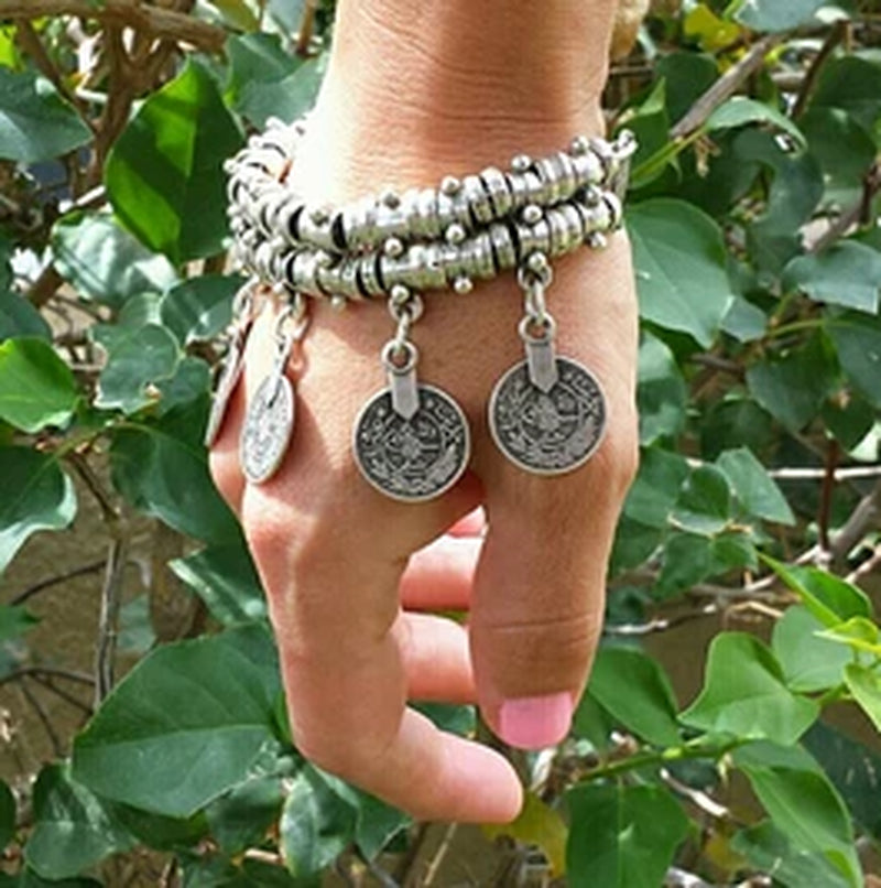 Vintage Coin Tassle Charm Bracelet