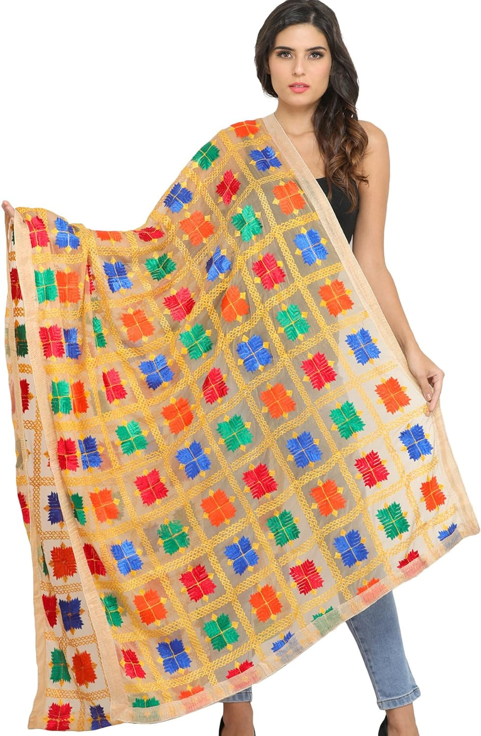 Indian Phulkari Dupatta