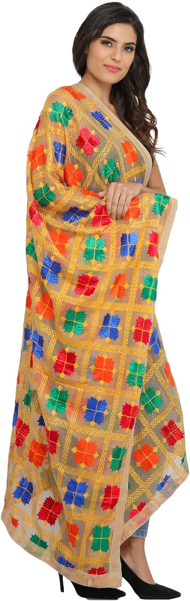 Indian Phulkari Dupatta