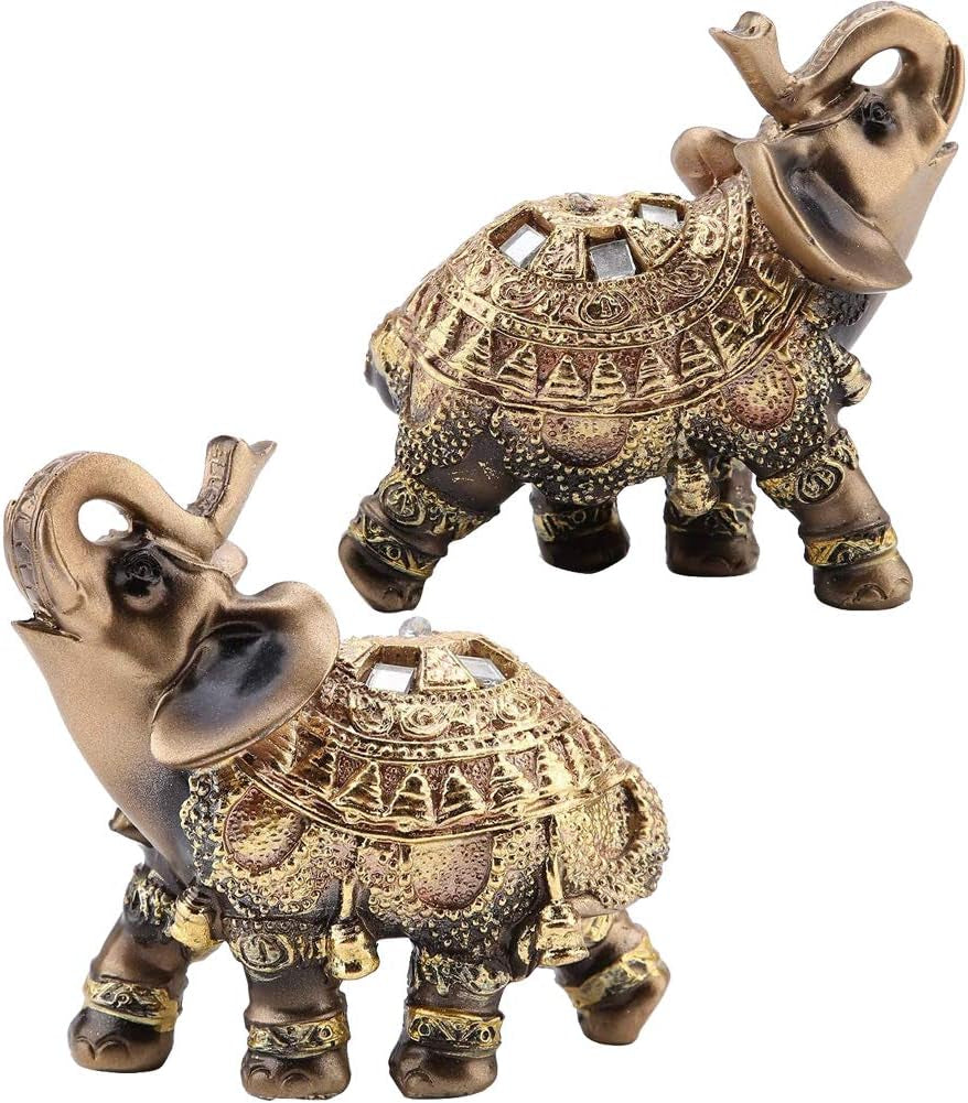 Golden Polyresin Elephant Statue Sculpture