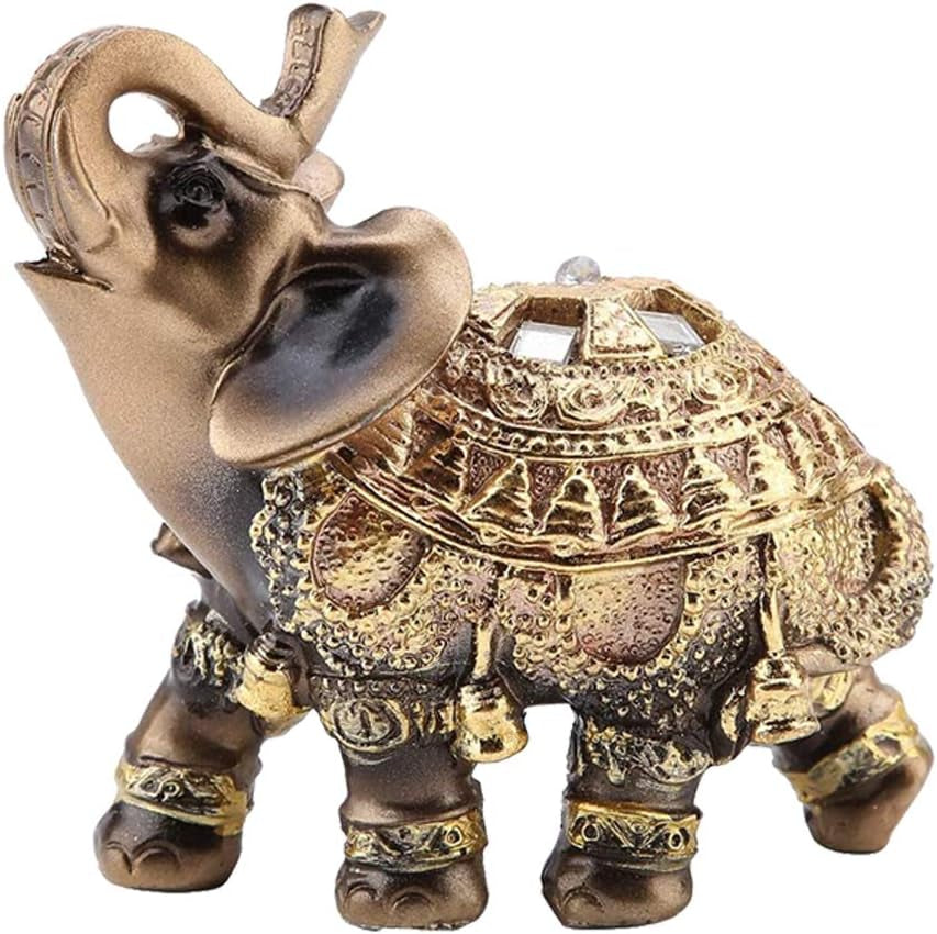 Golden Polyresin Elephant Statue Sculpture