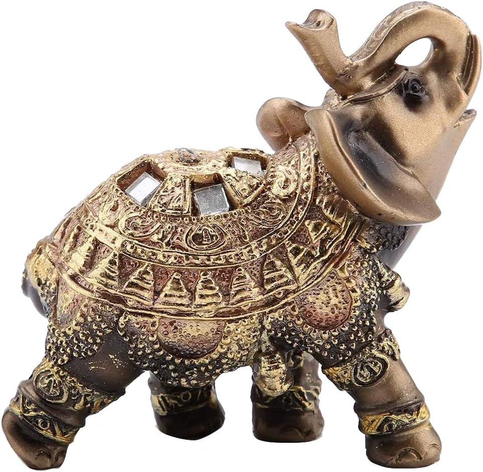 Golden Polyresin Elephant Statue Sculpture