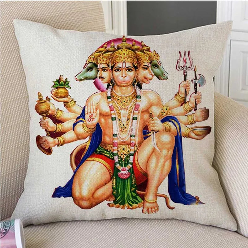 India Hanuman Ganesha Buddhism Art Home Decorative Pillow Case Cotton Linen Buddhist Worship Car Pillow Sofa Chair Cushion Cover