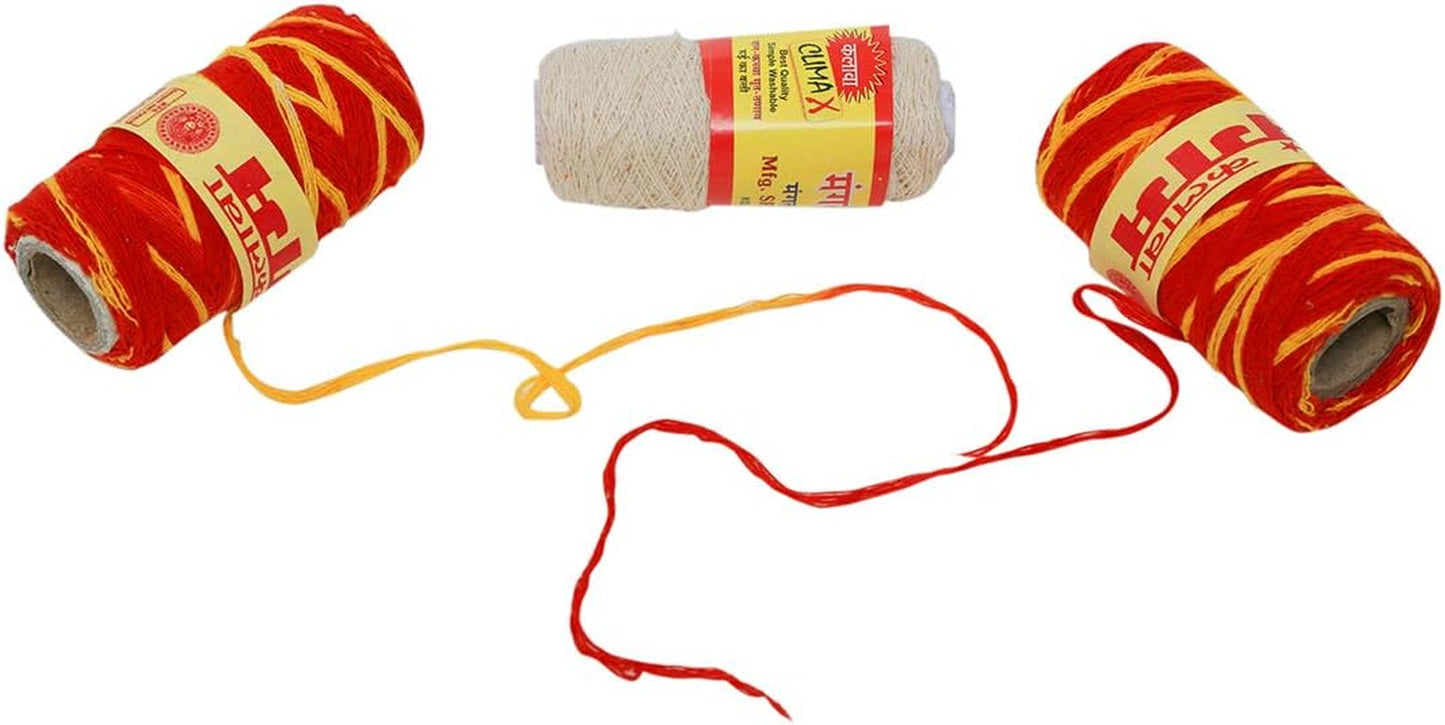 Mauli Thread Kalawa Moli Rakhi Thread Pooja Dhaaga Wrist Roll Kaccha Dhaga Pure Raksha Sutra for Pujan Havan Worship Raksha Bandhan Festival Set of 3 for Pooja Decoration