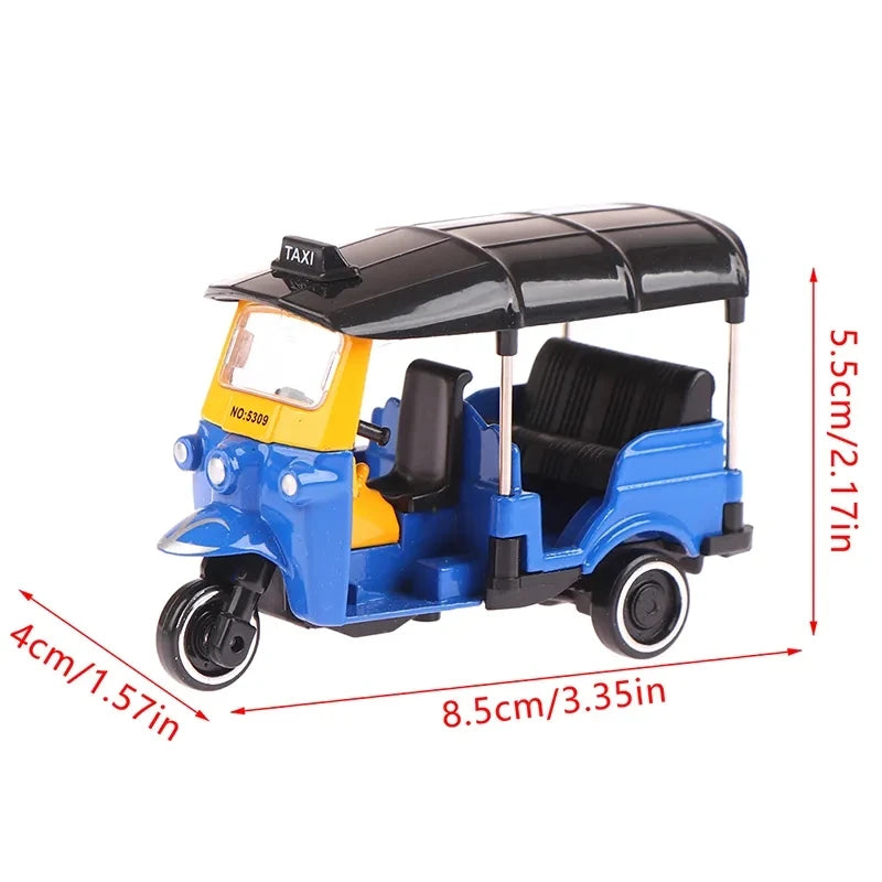 1:43 Scale Metal Alloy Classic Tuk Tuk Taxi Bangkok India Tricycle Taxi Car Model Toy Diecast Vehicles Toys for Collection Gifts