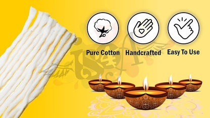 Indian Puja Cotton Wicks Handmade (Diya Batti) (100pcs)