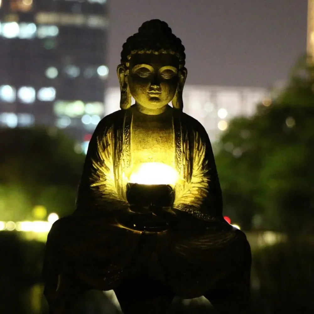 Solar Lights Decorative Buddha Statue Outdoor