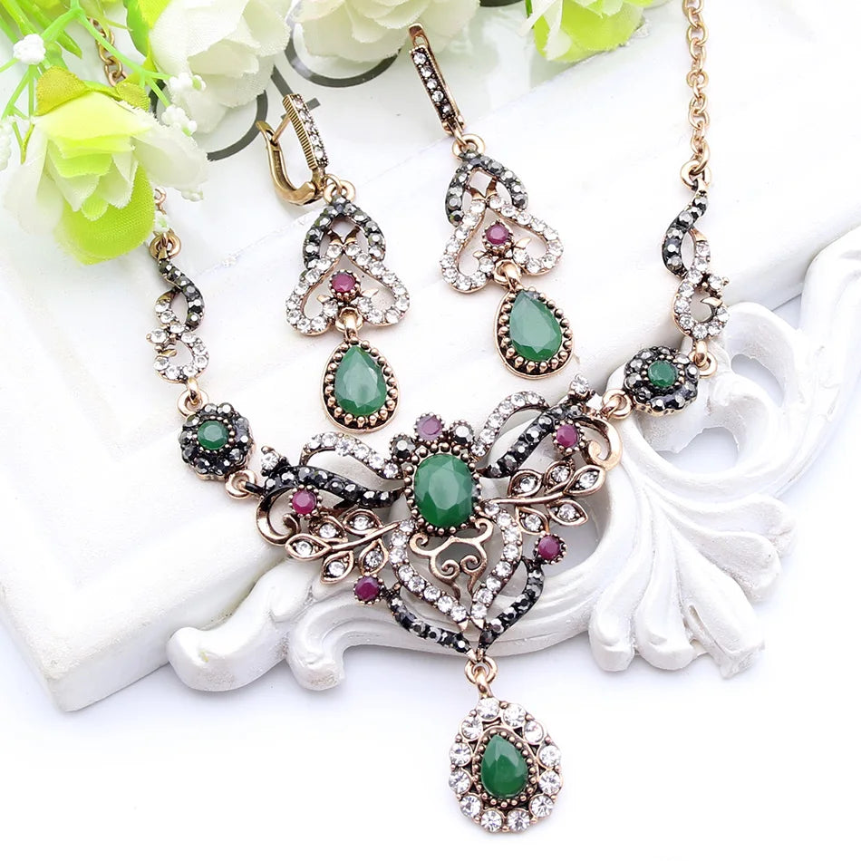 Drop Earrings Necklace Bohemia Flower Wedding Jewelry