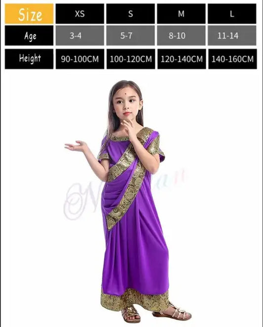 KIDS Indian Bollywood Girls India Saree Kaftan Sari Dress Clothing Indian Sari Halloween Costumes