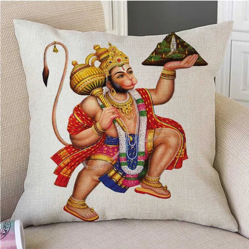 India Hanuman Ganesha Buddhism Art Home Decorative Pillow Case Cotton Linen Buddhist Worship Car Pillow Sofa Chair Cushion Cover