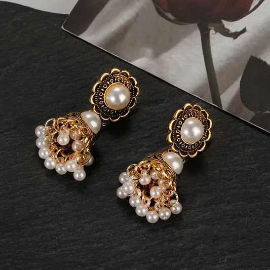 Pearl Beaded Tassel Earrings