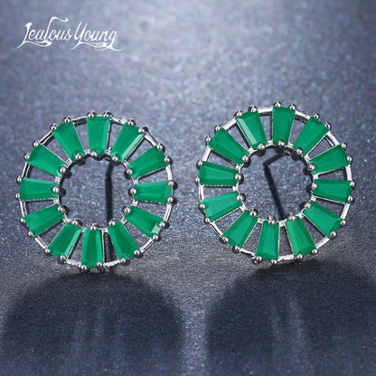 Green Crystal round Stud Earrings