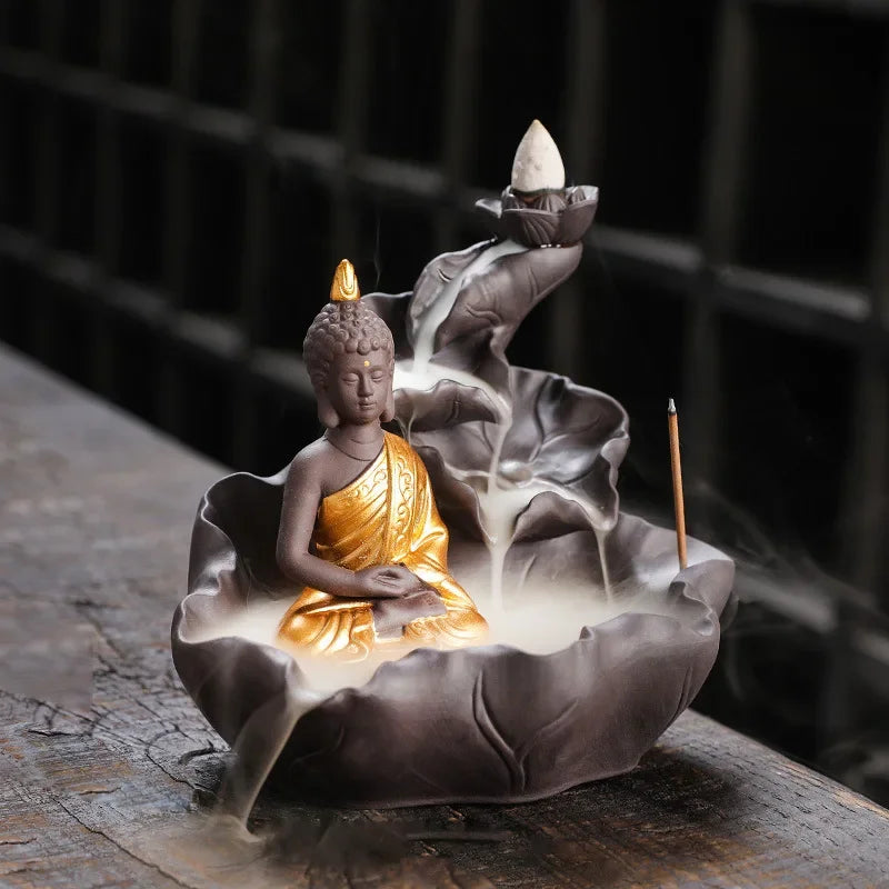 Purple Clay Zen Buddha Backflow