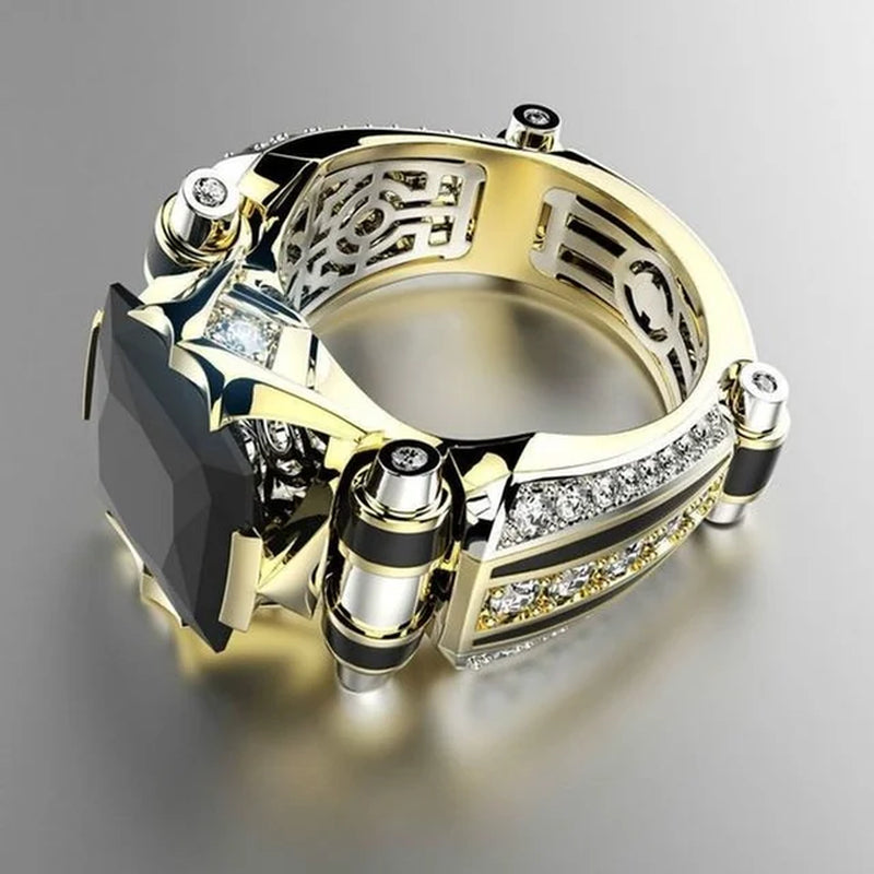 Luxury Designer Rings for Men Gothic Stainless Steel Ring Gold